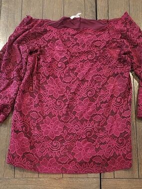 Maurices Rose Floral Lace Long Sleeve Tunic